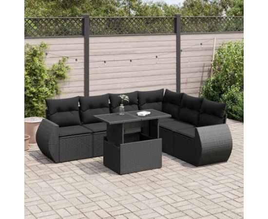 vidaXL vidaXL 7-cz. zestaw wypoczynkowy do ogrodu, z poduszkami, czarny Dārza mēbeļu komplekti