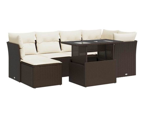 vidaXL vidaXL 7-cz. zestaw wypoczynkowy do ogrodu, z poduszkami, brązowy Dārza mēbeļu komplekti