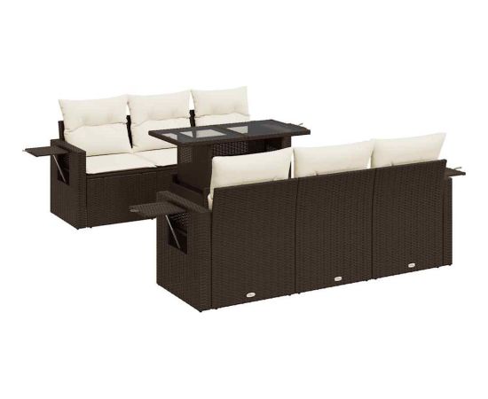 vidaXL vidaXL 7-cz. zestaw wypoczynkowy do ogrodu, z poduszkami, brązowy Dārza mēbeļu komplekti