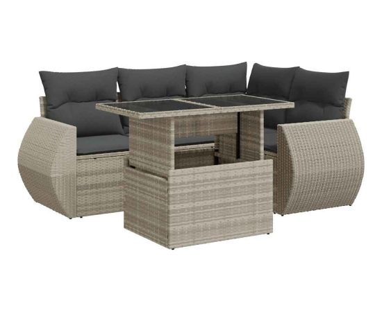 vidaXL vidaXL 5-cz. zestaw mebli do ogrodu, poduszki, jasnoszary rattan PE Dārza mēbeļu komplekti