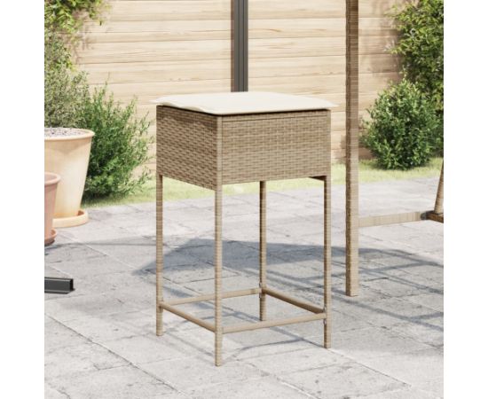 vidaXL Ogrodowe stołki barowe z poduszkami, 2 szt., beżowe, polirattan Virtuves krēsli