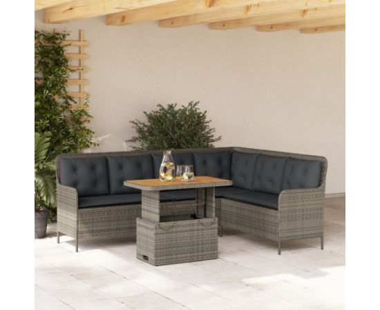 vidaXL 2-częściowa sofa ogrodowa z poduszkami, szara, polirattan Dārza mēbeļu komplekti