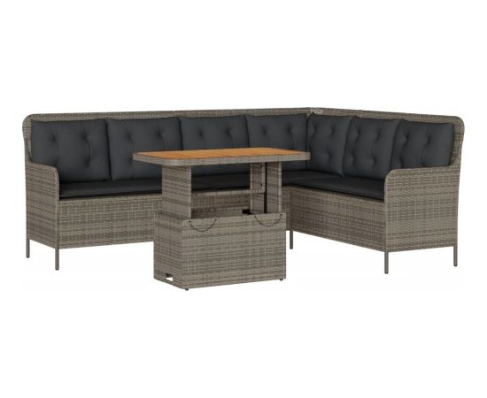 vidaXL 2-częściowa sofa ogrodowa z poduszkami, szara, polirattan Dārza mēbeļu komplekti