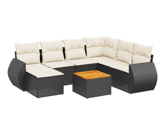 vidaXL 8-cz. zestaw wypoczynkowy do ogrodu, z poduszkami, czarny Dārza mēbeļu komplekti