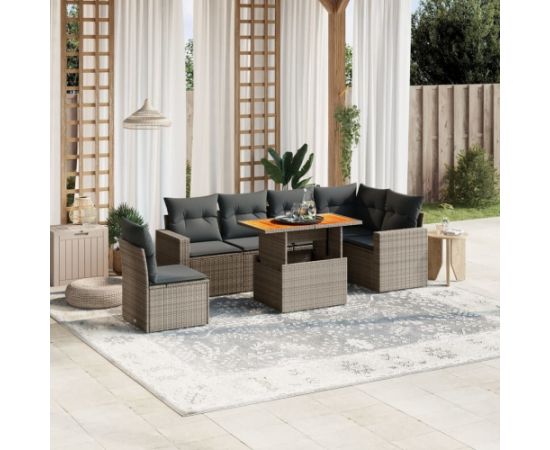 vidaXL 7-cz. zestaw wypoczynkowy do ogrodu, z poduszkami, szary Dārza mēbeļu komplekti