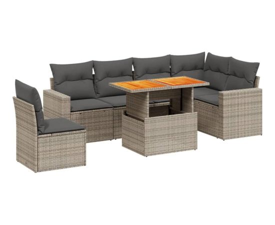 vidaXL 7-cz. zestaw wypoczynkowy do ogrodu, z poduszkami, szary Dārza mēbeļu komplekti