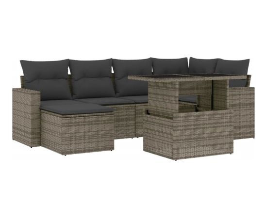 vidaXL 7-cz. zestaw wypoczynkowy do ogrodu, z poduszkami, szary Dārza mēbeļu komplekti