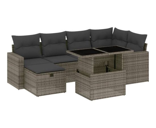 vidaXL 7-cz. zestaw wypoczynkowy do ogrodu, z poduszkami, szary Dārza mēbeļu komplekti