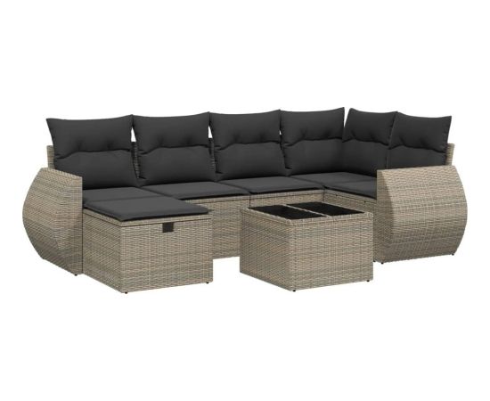 vidaXL 7-cz. zestaw wypoczynkowy do ogrodu, z poduszkami, szary Dārza mēbeļu komplekti