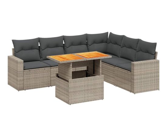 vidaXL 7-cz. zestaw wypoczynkowy do ogrodu, z poduszkami, szary Dārza mēbeļu komplekti