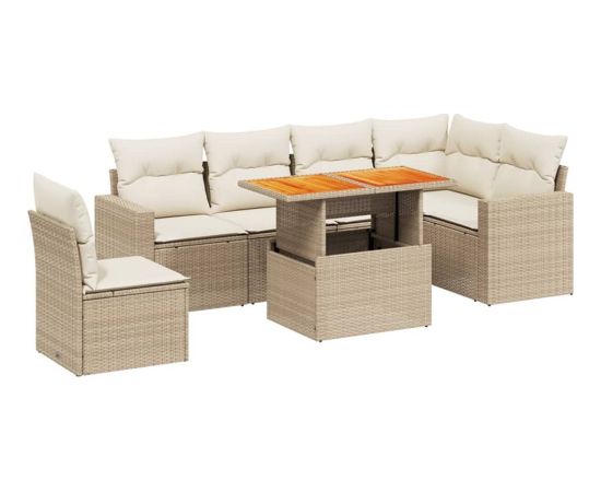 vidaXL 7-cz. zestaw wypoczynkowy do ogrodu, z poduszkami, beżowy Dārza mēbeļu komplekti