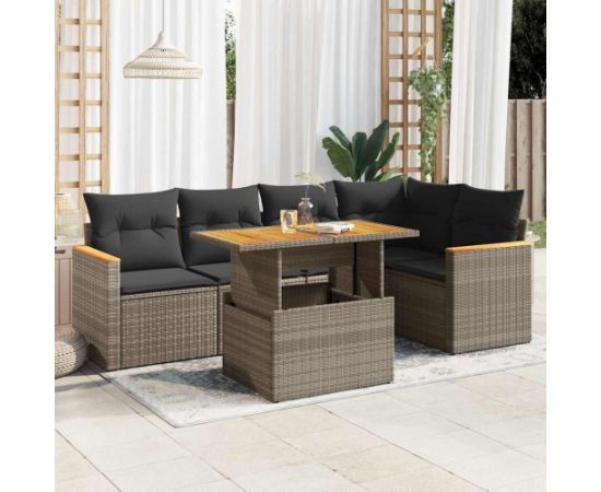 vidaXL 5-cz. zestaw wypoczynkowy do ogrodu, poduszki polirattan akacja Dārza mēbeļu komplekti