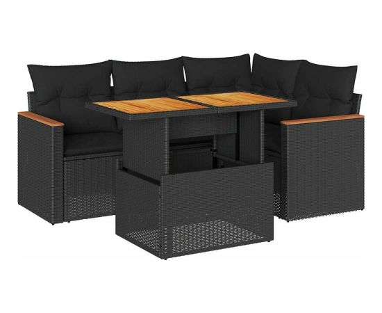 vidaXL 5-cz. zestaw wypoczynkowy do ogrodu, poduszki polirattan akacja Dārza mēbeļu komplekti