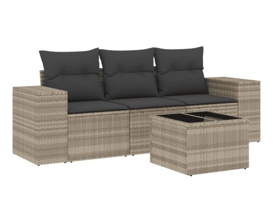 vidaXL 4-cz. zestaw wypoczynkowy do ogrodu, poduszki, jasnoszary Dārza mēbeļu komplekti