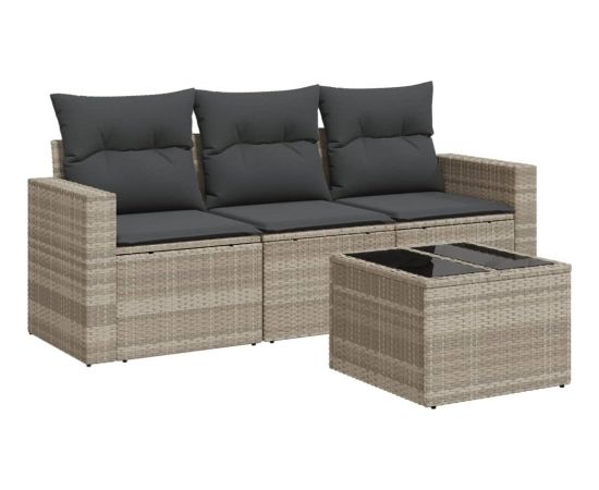 vidaXL 4-cz. zestaw wypoczynkowy do ogrodu, poduszki, jasnoszary Dārza mēbeļu komplekti