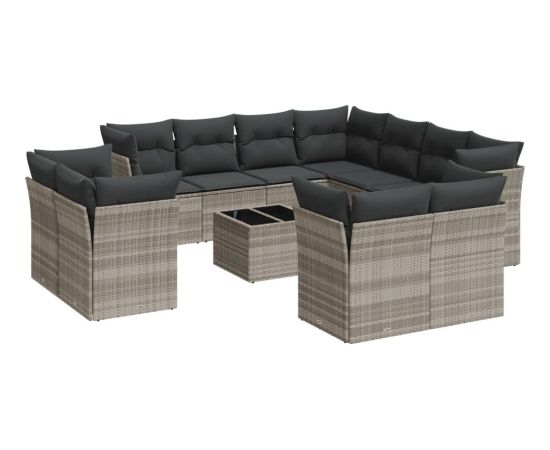 vidaXL 12-cz. zestaw mebli ogrodowych, z poduszkami, jasnoszary Dārza mēbeļu komplekti