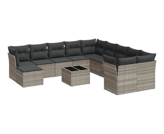 vidaXL 12-cz. zestaw mebli ogrodowych, z poduszkami, jasnoszary Dārza mēbeļu komplekti