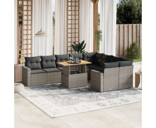 vidaXL 10-cz. zestaw wypoczynkowy do ogrodu, z poduszkami, szary Dārza mēbeļu komplekti