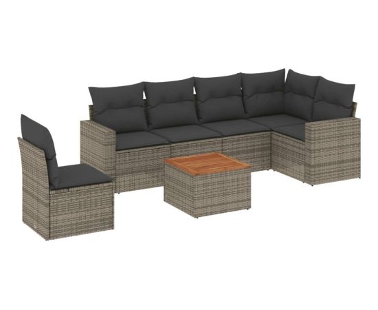 vidaXL vidaXL 7-cz. zestaw wypoczynkowy do ogrodu, z poduszkami, szary Dārza mēbeļu komplekti