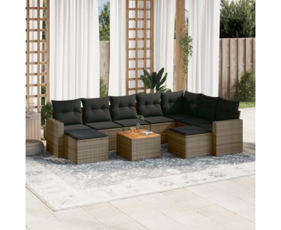 vidaXL vidaXL 10-cz. zestaw wypoczynkowy do ogrodu, z poduszkami, szary Dārza mēbeļu komplekti