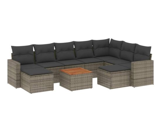 vidaXL vidaXL 10-cz. zestaw wypoczynkowy do ogrodu, z poduszkami, szary Dārza mēbeļu komplekti