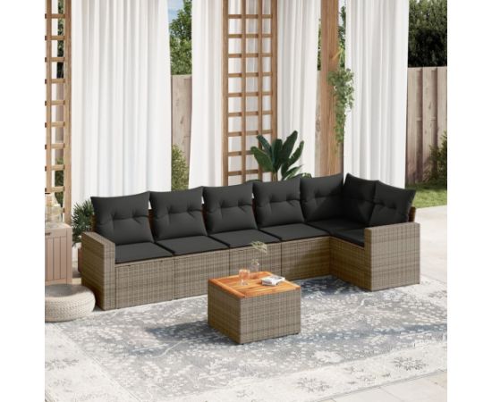 vidaXL vidaXL 7-cz. zestaw wypoczynkowy do ogrodu, z poduszkami, szary Dārza mēbeļu komplekti