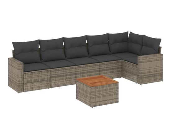 vidaXL vidaXL 7-cz. zestaw wypoczynkowy do ogrodu, z poduszkami, szary Dārza mēbeļu komplekti