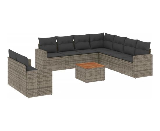 vidaXL vidaXL 10-cz. zestaw wypoczynkowy do ogrodu, z poduszkami, szary Dārza mēbeļu komplekti