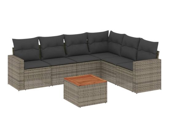 vidaXL vidaXL 7-cz. zestaw wypoczynkowy do ogrodu, z poduszkami, szary Dārza mēbeļu komplekti