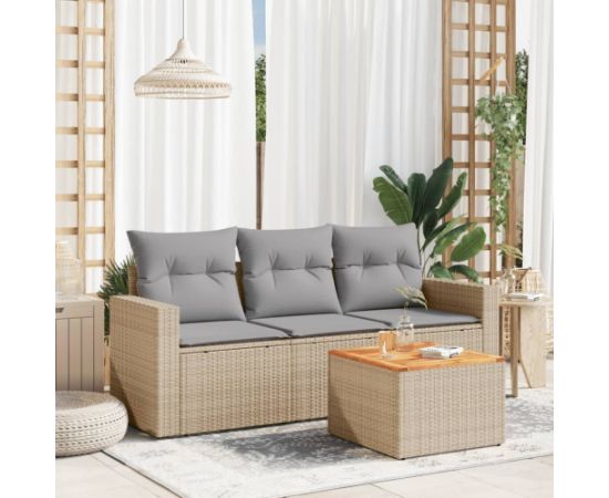 vidaXL vidaXL 4-cz. zestaw mebli ogrodowych z poduszkami, mieszany beż Dārza mēbeļu komplekti