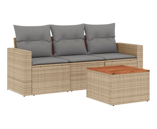 vidaXL vidaXL 4-cz. zestaw mebli ogrodowych z poduszkami, mieszany beż Dārza mēbeļu komplekti