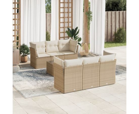 vidaXL vidaXL 7-cz. zestaw wypoczynkowy do ogrodu, z poduszkami, beżowy Dārza mēbeļu komplekti