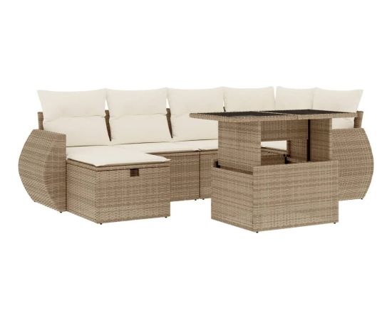 vidaXL vidaXL 7-cz. zestaw wypoczynkowy do ogrodu, z poduszkami, beżowy Dārza mēbeļu komplekti