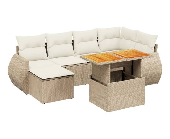 vidaXL vidaXL 7-cz. zestaw wypoczynkowy do ogrodu, z poduszkami, beżowy Dārza mēbeļu komplekti