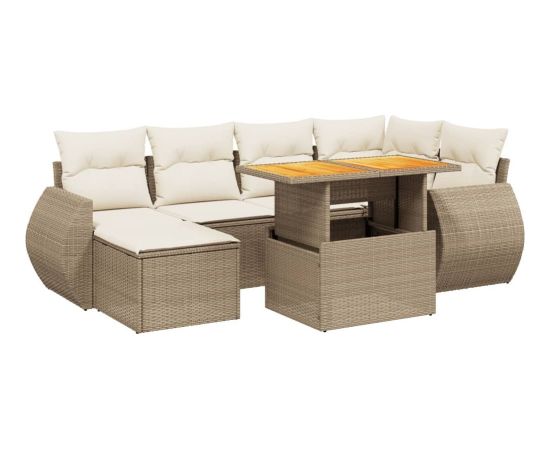 vidaXL vidaXL 7-cz. zestaw wypoczynkowy do ogrodu, z poduszkami, beżowy Dārza mēbeļu komplekti