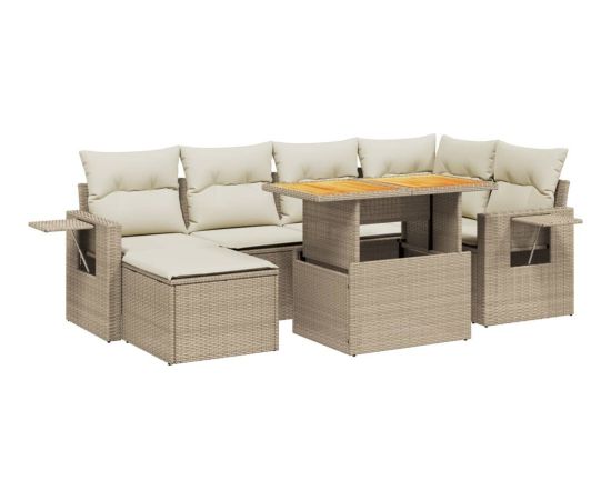 vidaXL vidaXL 7-cz. zestaw wypoczynkowy do ogrodu, z poduszkami, beżowy Dārza mēbeļu komplekti