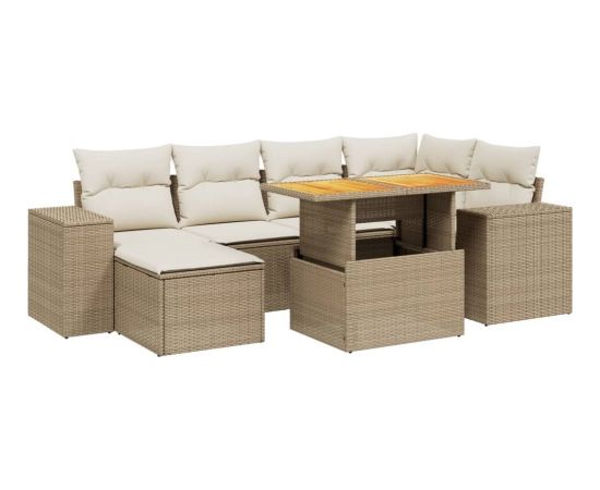 vidaXL vidaXL 7-cz. zestaw wypoczynkowy do ogrodu, z poduszkami, beżowy Dārza mēbeļu komplekti