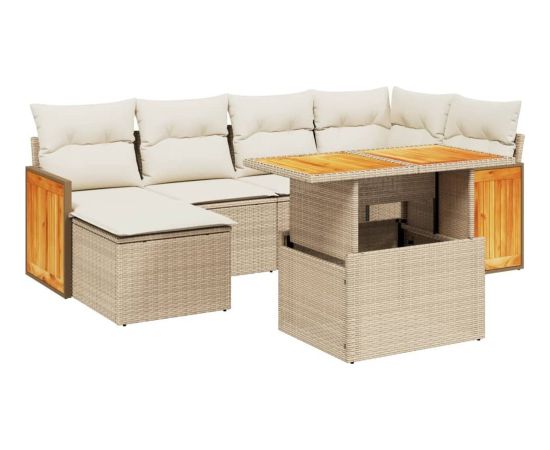 vidaXL vidaXL 7-cz. zestaw wypoczynkowy do ogrodu, z poduszkami, beżowy Dārza mēbeļu komplekti