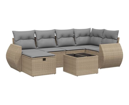 vidaXL vidaXL 7-cz. zestaw mebli ogrodowych z poduszkami, mieszany beż Dārza mēbeļu komplekti