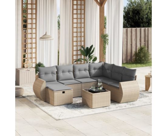 vidaXL vidaXL 8-cz. zestaw mebli ogrodowych z poduszkami, mieszany beż Dārza mēbeļu komplekti