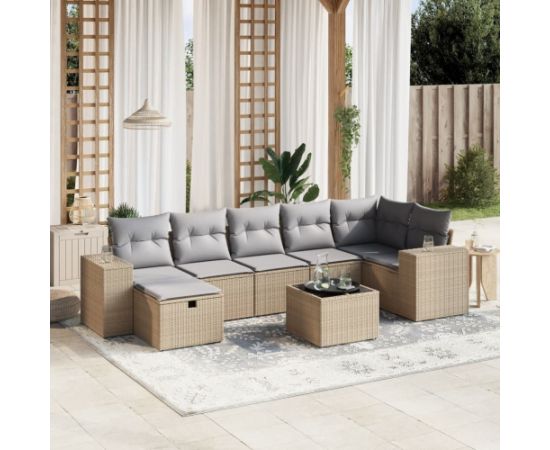 vidaXL vidaXL 8-cz. zestaw mebli ogrodowych z poduszkami, mieszany beż Dārza mēbeļu komplekti