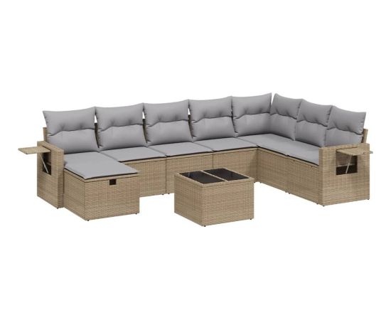 vidaXL vidaXL 9-cz. zestaw mebli ogrodowych z poduszkami, mieszany beż Dārza mēbeļu komplekti