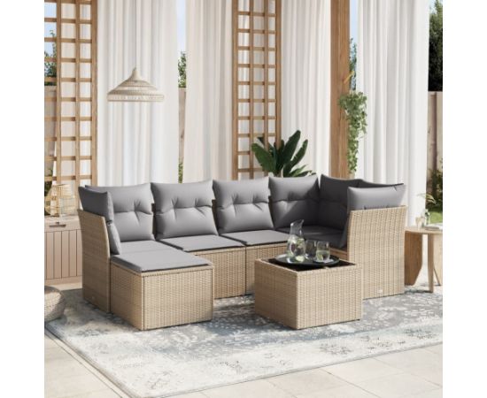 vidaXL vidaXL 7-cz. zestaw mebli ogrodowych z poduszkami, mieszany beż Dārza mēbeļu komplekti