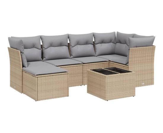 vidaXL vidaXL 7-cz. zestaw mebli ogrodowych z poduszkami, mieszany beż Dārza mēbeļu komplekti