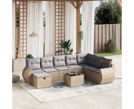 vidaXL vidaXL 9-cz. zestaw mebli ogrodowych z poduszkami, mieszany beż Dārza mēbeļu komplekti