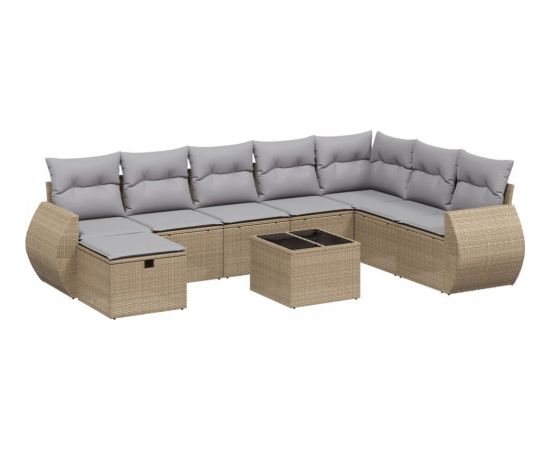 vidaXL vidaXL 9-cz. zestaw mebli ogrodowych z poduszkami, mieszany beż Dārza mēbeļu komplekti