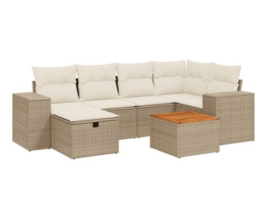 vidaXL vidaXL 7-cz. zestaw wypoczynkowy do ogrodu, z poduszkami, beżowy Dārza mēbeļu komplekti