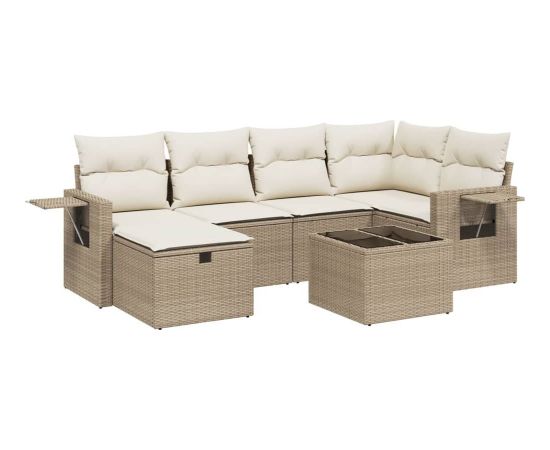 vidaXL vidaXL 7-cz. zestaw wypoczynkowy do ogrodu, z poduszkami, beżowy Dārza mēbeļu komplekti