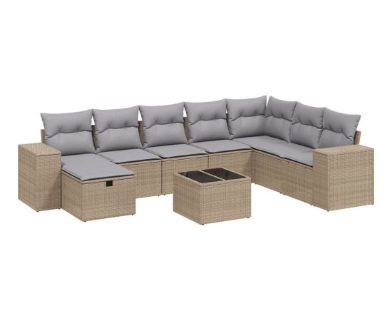 vidaXL vidaXL 9-cz. zestaw mebli ogrodowych z poduszkami, mieszany beż Dārza mēbeļu komplekti