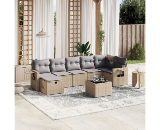 vidaXL vidaXL 8-cz. zestaw mebli ogrodowych z poduszkami, mieszany beż Dārza mēbeļu komplekti